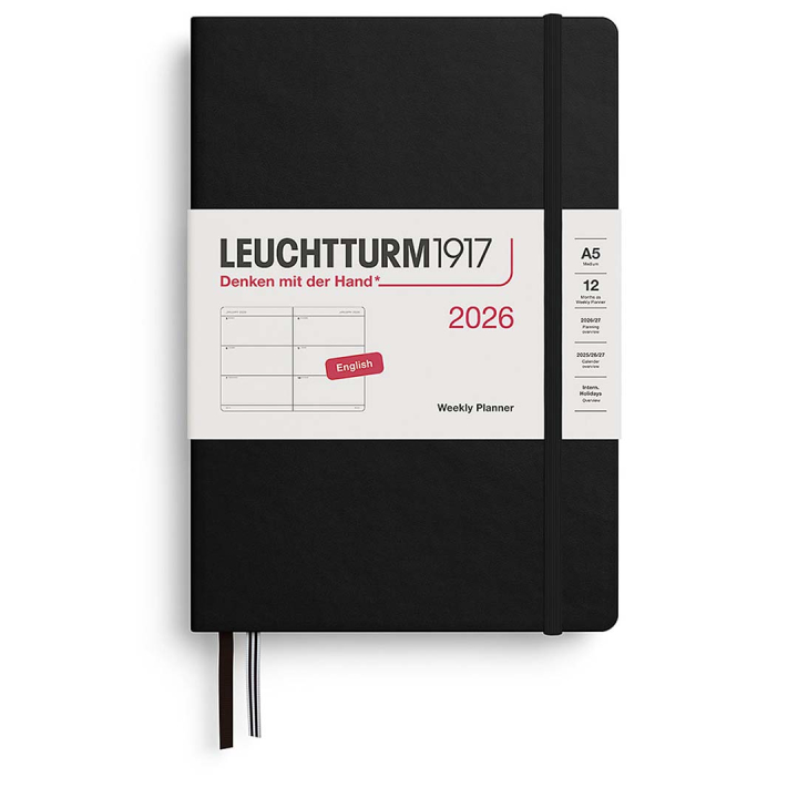 Kalender Weekly Planner 2026 A5 Black i gruppen  Papir & Blokk / Kalendere / 12 md kalendere hos Pen Store (136251)