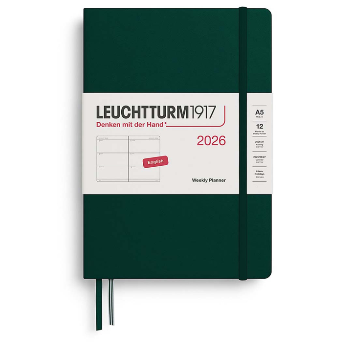 Kalender Weekly Planner 2026 A5 Forest Green i gruppen  Papir & Blokk / Kalendere / 12 md kalendere hos Pen Store (136256)