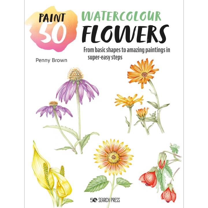Paint 50: Watercolour Flowers i gruppen Hobby & Kreativitet / Bøker / Instruksjonsbøker hos Pen Store (136318)