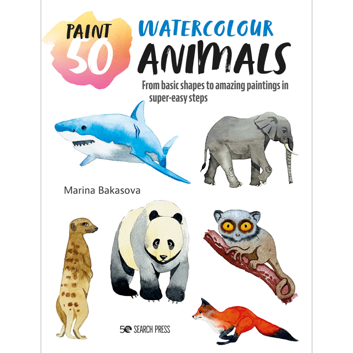 Paint 50: Watercolour Animals i gruppen Hobby & Kreativitet / Bøker / Instruksjonsbøker hos Pen Store (136319)