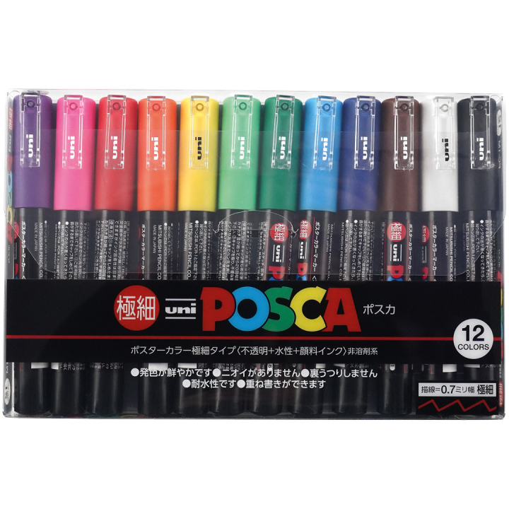 Posca PC-1MC 12-sett i gruppen Penner / Kunstnerpenner / Akrylmarkers hos Pen Store (136456)
