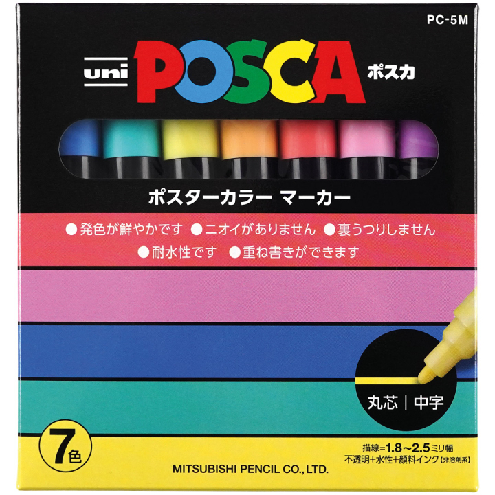 Posca PC-5M Soft tones 7-sett i gruppen Penner / Kunstnerpenner / Akrylmarkers hos Pen Store (136466)