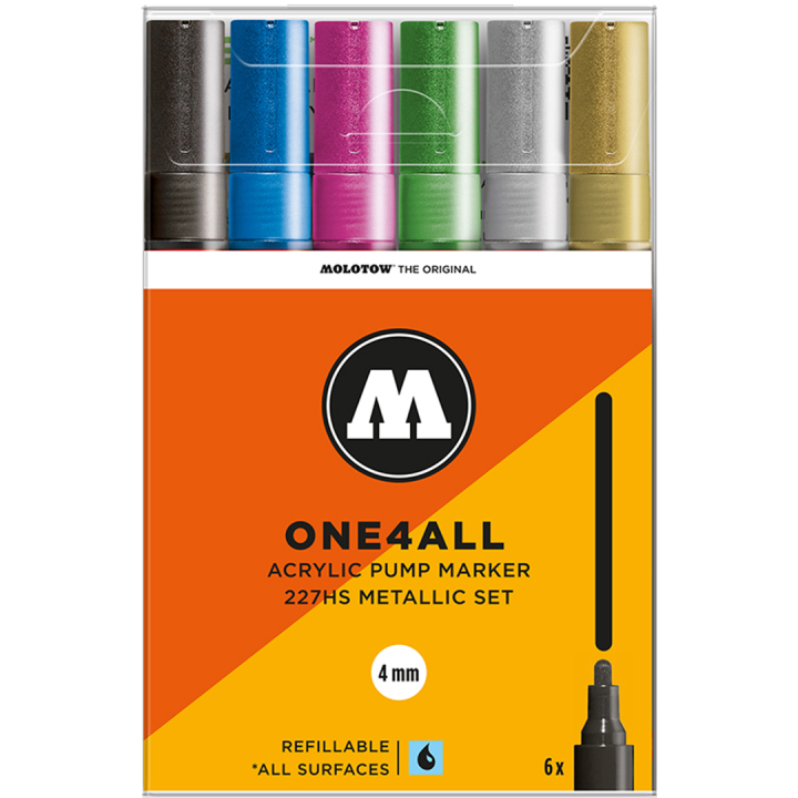 One4All 227HS 4mm Metallic 6-pakning i gruppen Penner / Kunstnerpenner / Akrylmarkers hos Pen Store (136937)