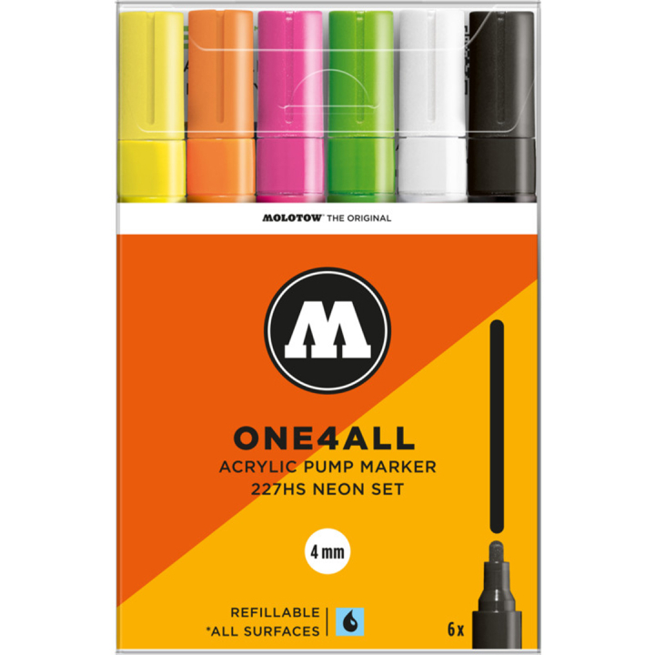 One4All 227HS 4mm Neon 6-pakning i gruppen Penner / Kunstnerpenner / Akrylmarkers hos Pen Store (136938)
