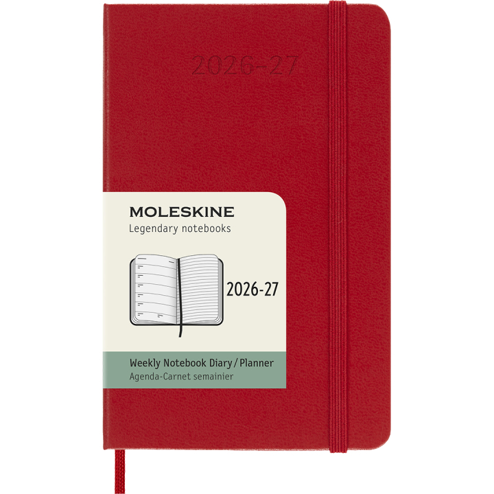 Kalender 18M WeekNote Hard Cover Pocket Red i gruppen  Papir & Blokk / Kalendere / 18 md kalendere hos Pen Store (137021)