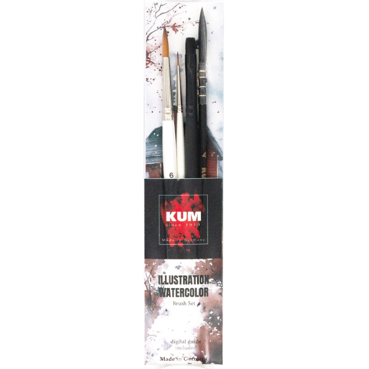Syntetpensler Akvarell Illustrasjon 4-sett  i gruppen Kunstnermateriell / Pensler /  Akvarellpensler hos Pen Store (137034)