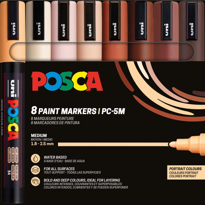 PC-5M Portrait Colours 8-sett i gruppen Penner / Kunstnerpenner / Illustrasjonmarkers hos Pen Store (137059)