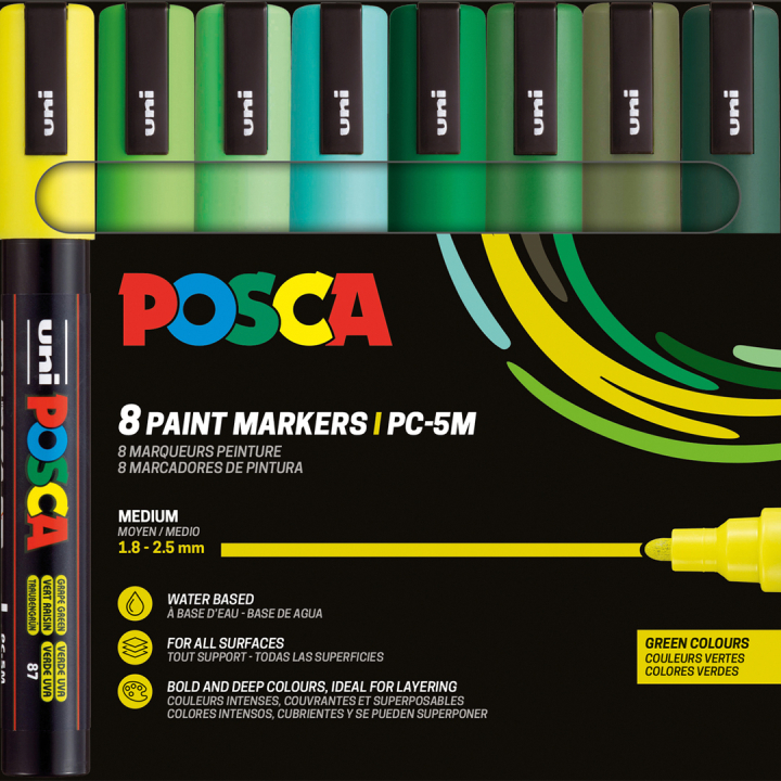PC-5M Green Colours 8-sett i gruppen Penner / Kunstnerpenner / Illustrasjonmarkers hos Pen Store (137060)
