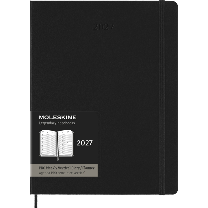 Kalender 12M Weekly Vertical PRO 2027 Hardcover XL Black  i gruppen  Papir & Blokk / Kalendere / 12 md kalendere hos Pen Store (137443)