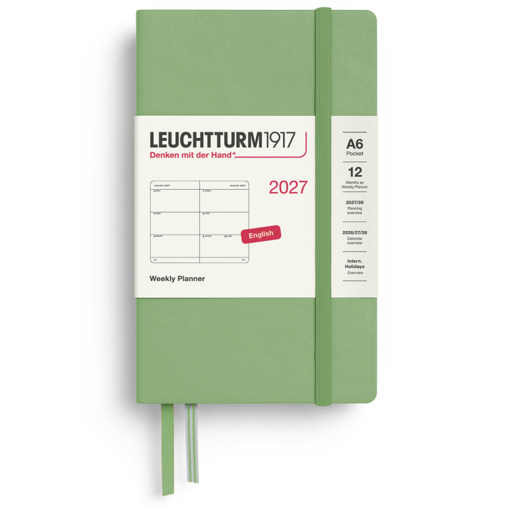 Kalender Weekly Planner 2027 A6 Sage i gruppen  Papir & Blokk / Kalendere / 12 md kalendere hos Pen Store (137483)