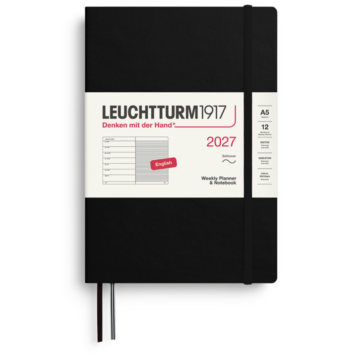 Kalender Weekly Planner & Notebook 2027 A5 Soft Cover Black i gruppen  Papir & Blokk / Kalendere / 12 md kalendere hos Pen Store (137493)