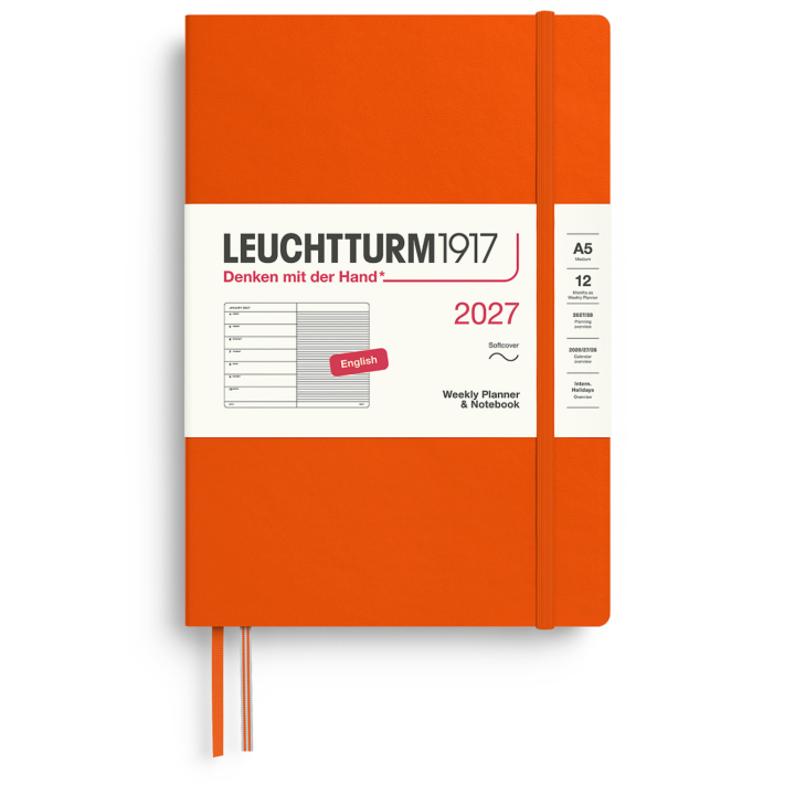 Kalender Weekly Planner & Notebook 2027 A5 Soft Cover Pumpkin i gruppen  Papir & Blokk / Kalendere / 12 md kalendere hos Pen Store (137498)