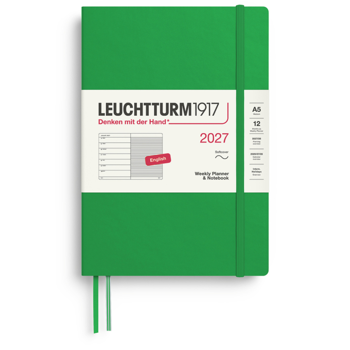 Kalender Weekly Planner & Notebook 2027 A5 Soft Cover Spring Leaf i gruppen Papir & Blokk / Kalendere / 12 md kalendere hos Pen Store (137501)