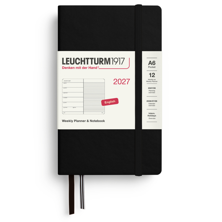 Kalender Weekly Planner & Notebook 2027 A6 Black i gruppen Papir & Blokk / Kalendere / 12 md kalendere hos Pen Store (137505)
