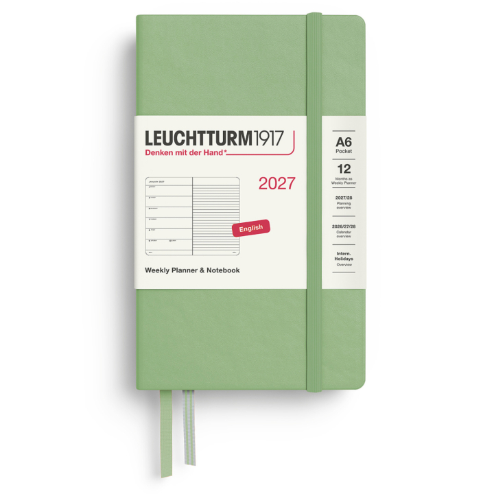 Kalender Weekly Planner & Notebook 2027 A6 Sage i gruppen Papir & Blokk / Kalendere / 12 md kalendere hos Pen Store (137509)