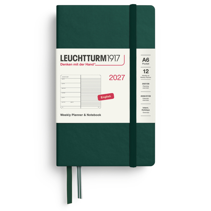 Kalender Weekly Planner & Notebook 2027 A6 Forest Green i gruppen  Papir & Blokk / Kalendere / 12 md kalendere hos Pen Store (137510)