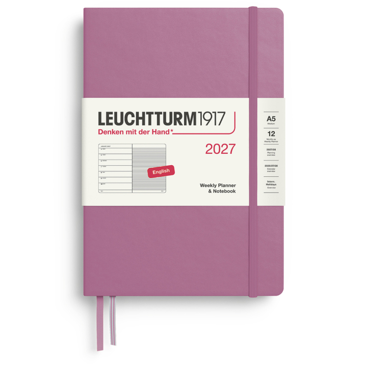 Kalender Weekly Planner & Notebook 2027 A5 Dusty Rose i gruppen  Papir & Blokk / Kalendere / 12 md kalendere hos Pen Store (137514)