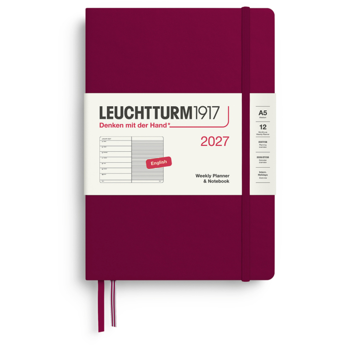 Kalender Weekly Planner & Notebook 2027 A5 Port Red i gruppen  Papir & Blokk / Kalendere / 12 md kalendere hos Pen Store (137515)