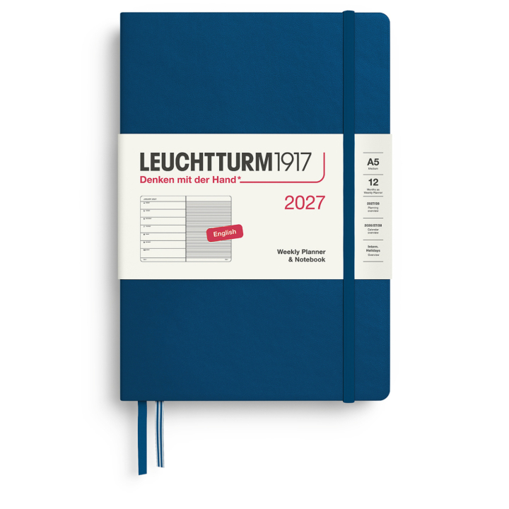 Kalender Weekly Planner & Notebook 2027 A5 Indigo i gruppen Papir & Blokk / Kalendere / 12 md kalendere hos Pen Store (137522)