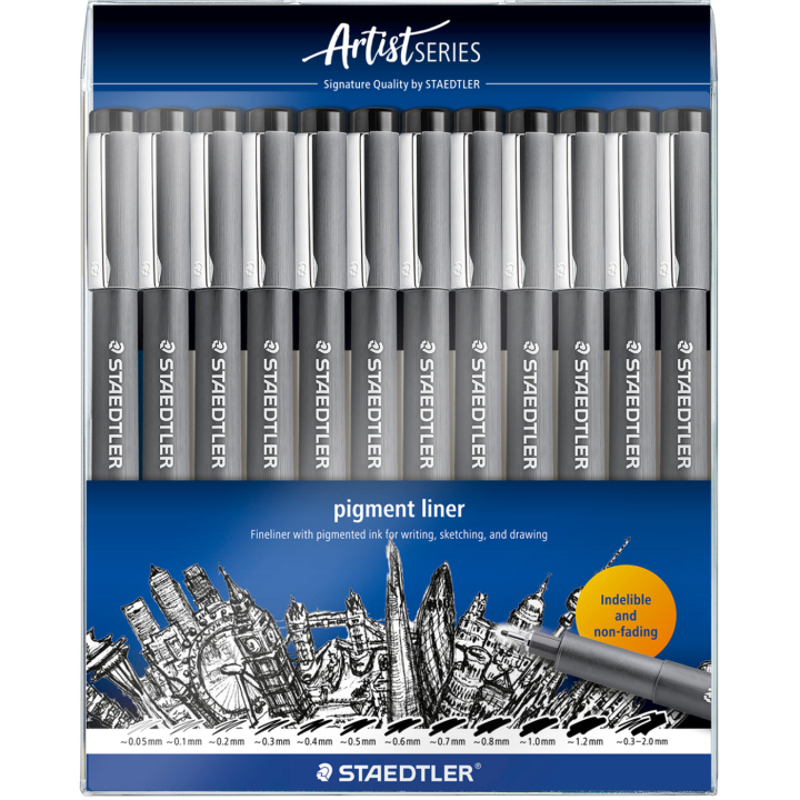 Pigment Liner 12-set i gruppen Penner / Kunstnerpenner / Fineliners hos Pen Store (137609)
