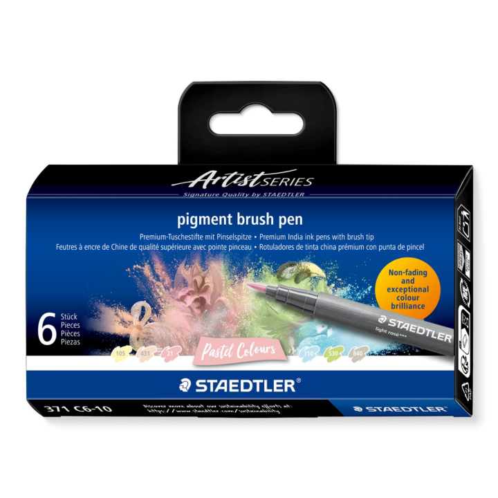 Pigment Arts Brush Pen 6-sett Pastel i gruppen Penner / Kunstnerpenner / Penselpenner hos Pen Store (137611)