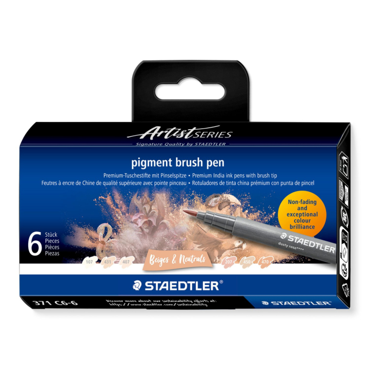Pigment Arts Brush Pen 6-sett Beige/Natural i gruppen Penner / Kunstnerpenner / Penselpenner hos Pen Store (137616)