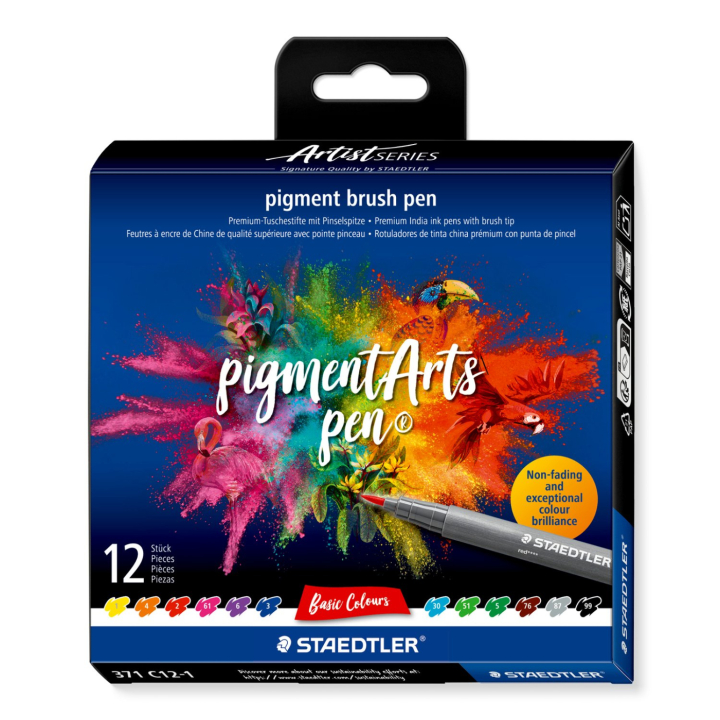 Pigment Arts Brush Pen 12-sett Basic i gruppen Penner / Kunstnerpenner / Penselpenner hos Pen Store (137620)