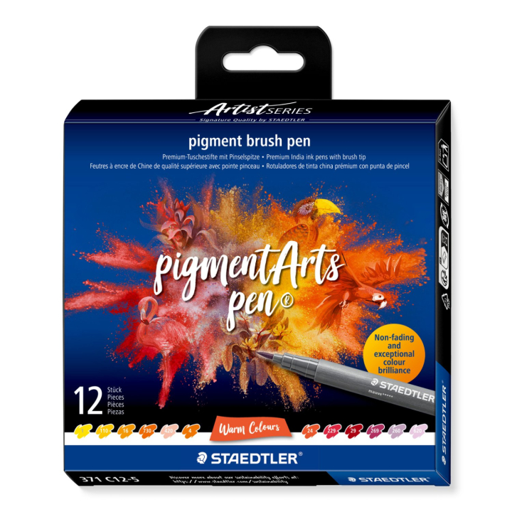 Pigment Arts Brush Pen 12-sett Warm i gruppen Penner / Kunstnerpenner / Penselpenner hos Pen Store (137624)