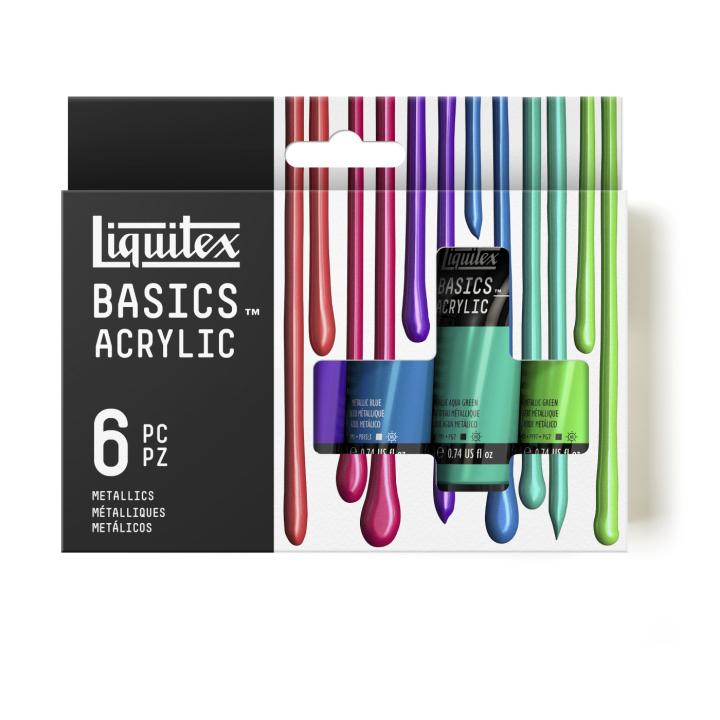 Akrylmaling Basics Metallic Set 6x22 ml i gruppen Kunstnermateriell / Kunstnerfarge / Akrylmaling hos Pen Store (137836)