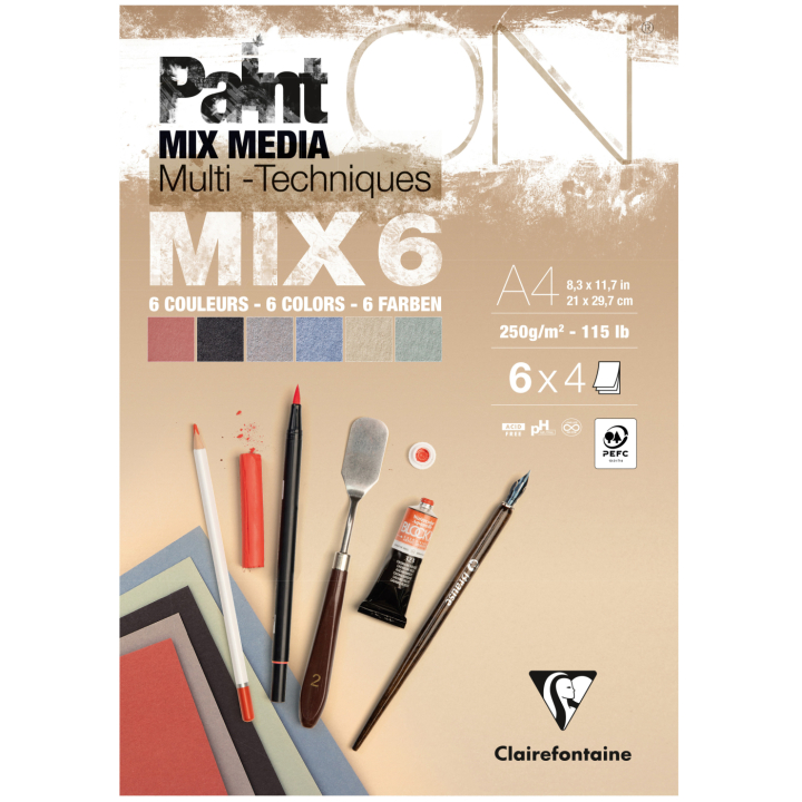 Paint'ON Multiteknikkblokk Mix6 A4 i gruppen Papir & Blokk / Artistblokk / Mixed media-blokk hos Pen Store (137964)