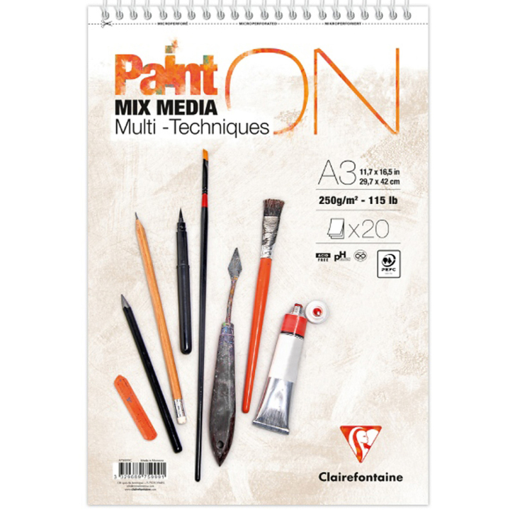 Paint'ON Multiteknikkblokk Spiral A3 i gruppen Papir & Blokk / Artistblokk / Mixed media-blokk hos Pen Store (137967)