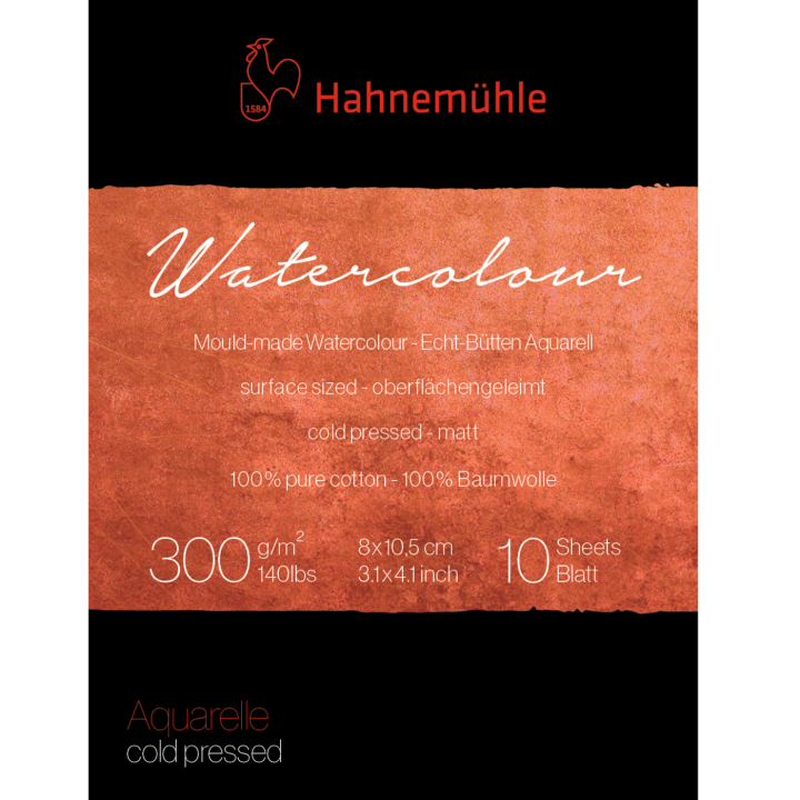 Akvarellpapir 300g Cold Pressed 8x10,5 cm i gruppen Papir & Blokk / Artistblokk / Akvarellpapir hos Pen Store (137996)