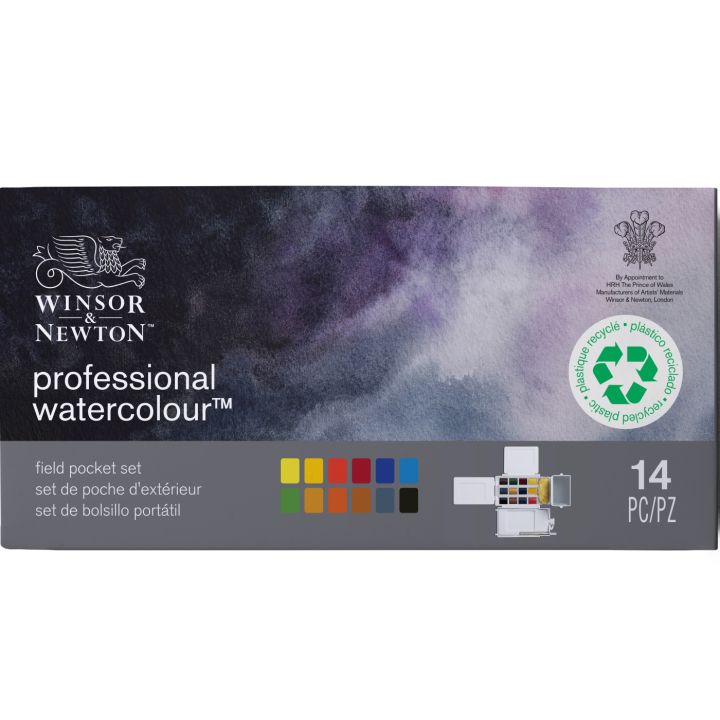 Professional Akvarellmaling 1/2-kopp Field Box 12-sett i gruppen Kunstnermateriell / Kunstnerfarge / Akvarellmaling / Akvarellmaling i kopp hos Pen Store (138038)