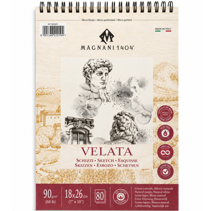 Skisseblokk Spiral Velata 90g 18x26 cm i gruppen  Papir & Blokk / Artistblokk / Tegne- og skisseblokk hos Pen Store (138043)