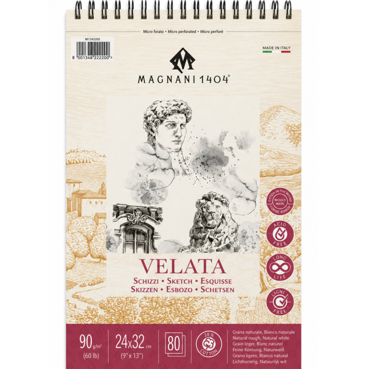 Skisseblokk spiral Velata 90g 24x32 cm i gruppen  Papir & Blokk / Artistblokk / Tegne- og skisseblokk hos Pen Store (138044)