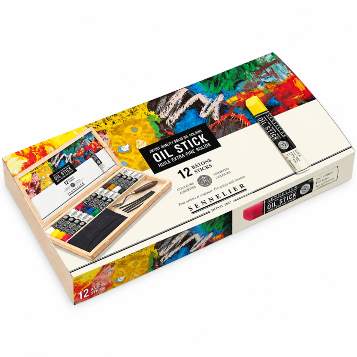 Oil Stick Treeske 12-sett + tilbehør i gruppen Kunstnermateriell / Kritt og blyanter / Oljekritt hos Pen Store (138092)