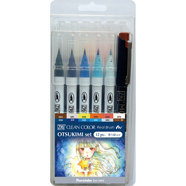 Clean Color Real Brush 12-set Otsukimi Colors i gruppen Penner / Kunstnerpenner / Penselpenner hos Pen Store (138139)