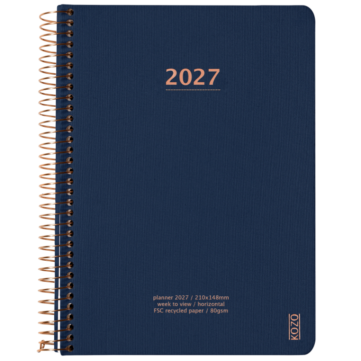Kalender 2027 A5 Weekly Navy  i gruppen  Papir & Blokk / Kalendere / 12 md kalendere hos Pen Store (138268)