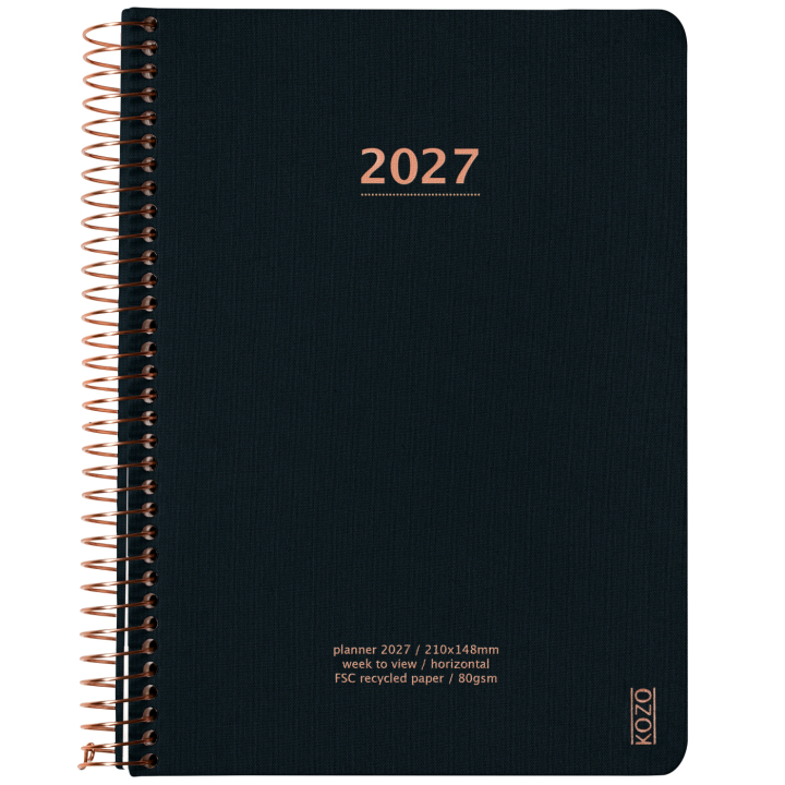 Kalender 2027 A5 Weekly Black i gruppen  Papir & Blokk / Kalendere / 12 md kalendere hos Pen Store (138272)
