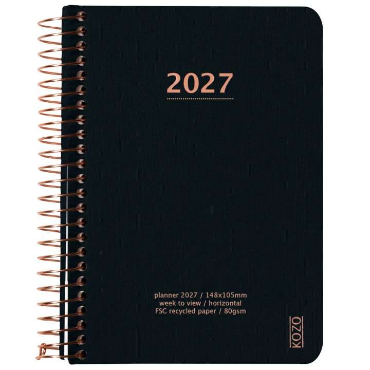 Kalender 2027 A6 Weekly Black i gruppen Papir & Blokk / Kalendere / 12 md kalendere hos Pen Store (138273)