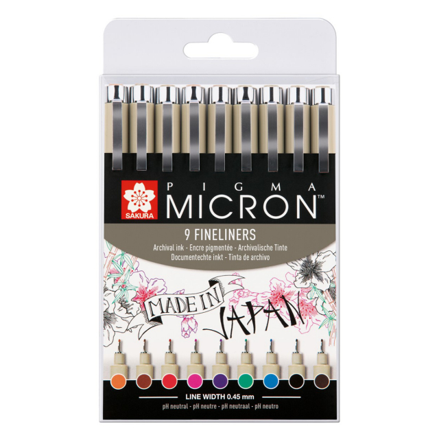 Pigma Micron Fineliner Color 9-pakke