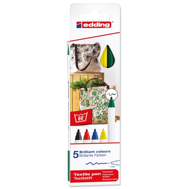 4600 Textilmarker 5-set Basic Colors