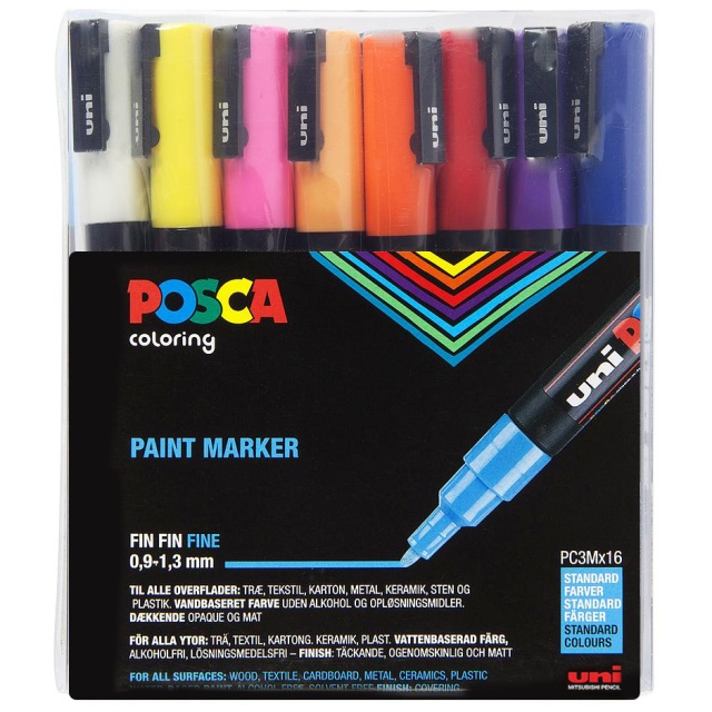 Posca PC-3M Standard Colours Set of 16