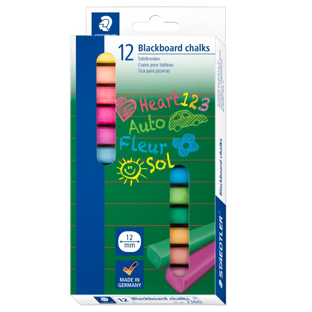 Colored Blackboard chalks 12-pakke