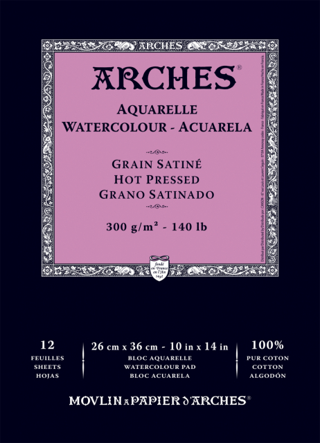 Akvarellpapir HP 300g 26x36cm 12 ark