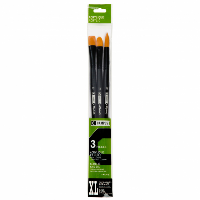 Campus Acrylic Pensel Syntetisk 3-set XL