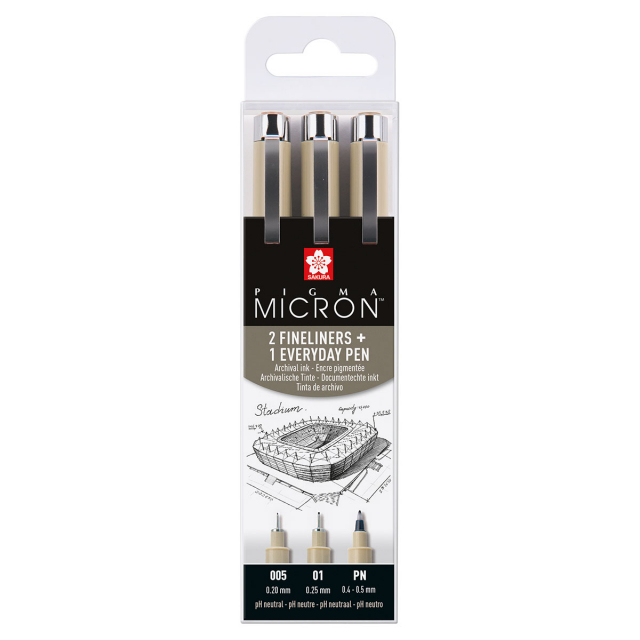 Pigma Micron Fineliner 3-sett Thin