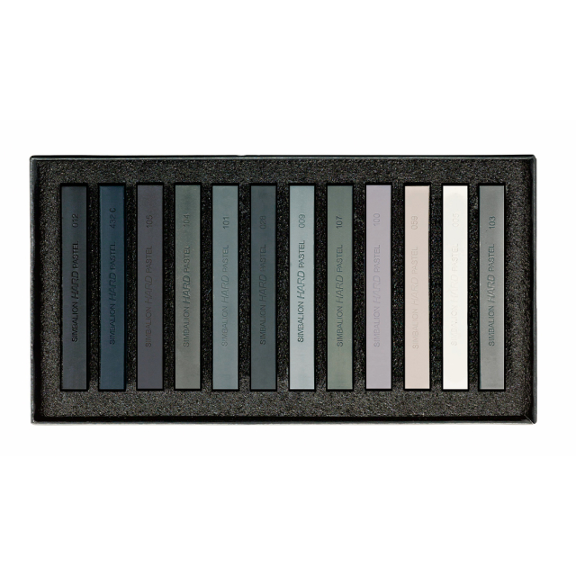Pastellfargestifter Hard Grey Tones 12-sett