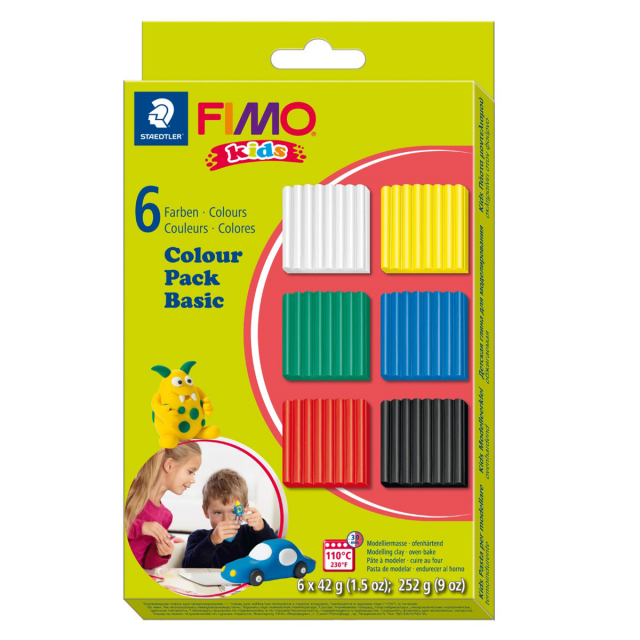 FIMO Kids Modelleringsler 6-pack Basic colours