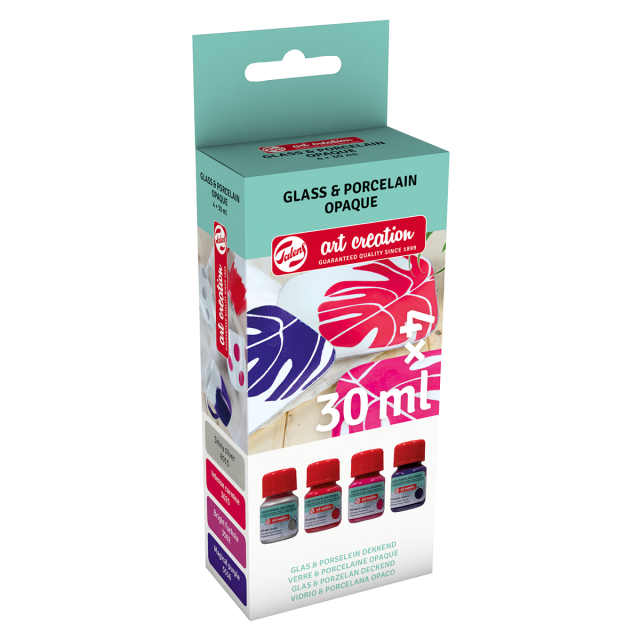 Glass & Porselensmaling Ugjennomsiktig Set 4 x 30 ml Rosa Sølv